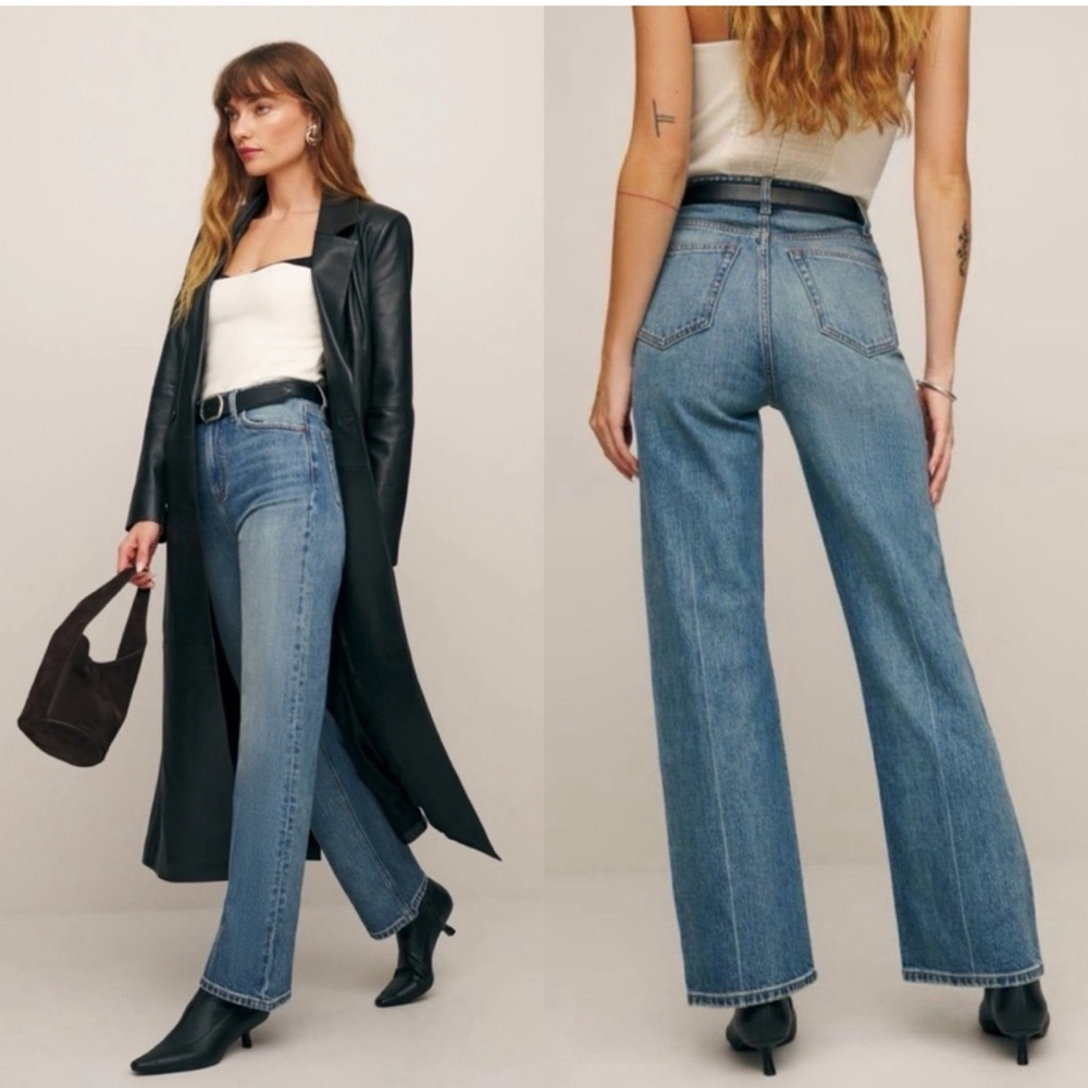 Reformation Wilder High Rise Wide Leg Denim Jeans Merritt